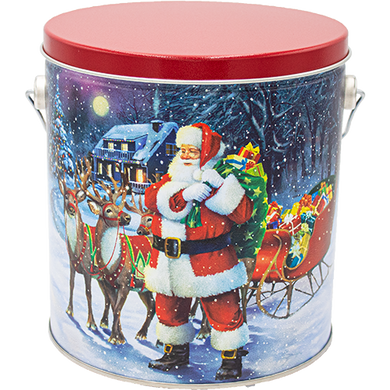 Santa and Reindeer 1 Gallon Tin