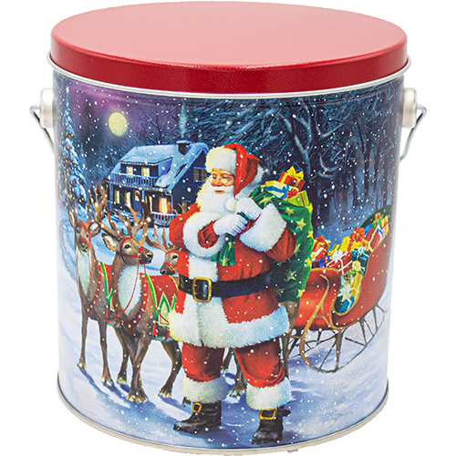 Santa and Reindeer 1 Gallon Tin