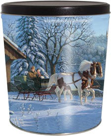 Winter Sleigh Ride 3.5 Gallon Tin